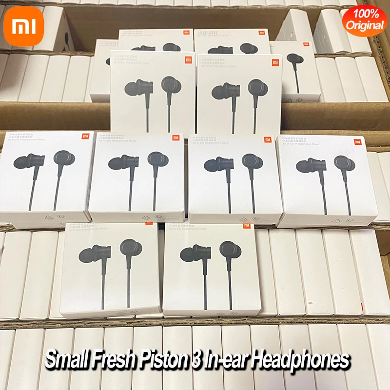 Xiaomi-auriculares intrauditivos Piston 3 Original Mi 3,5mm, Auriculares deportivos pequeños y frescos con micrófono para Redmi Note 7, 8T, 8 Pro,