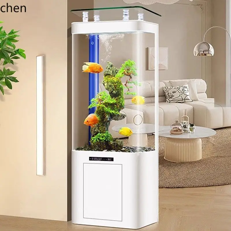 

HXL fish tank floor-to-ceiling entrance square office bottom filter integrated explosion-proof thickened goldfish tank