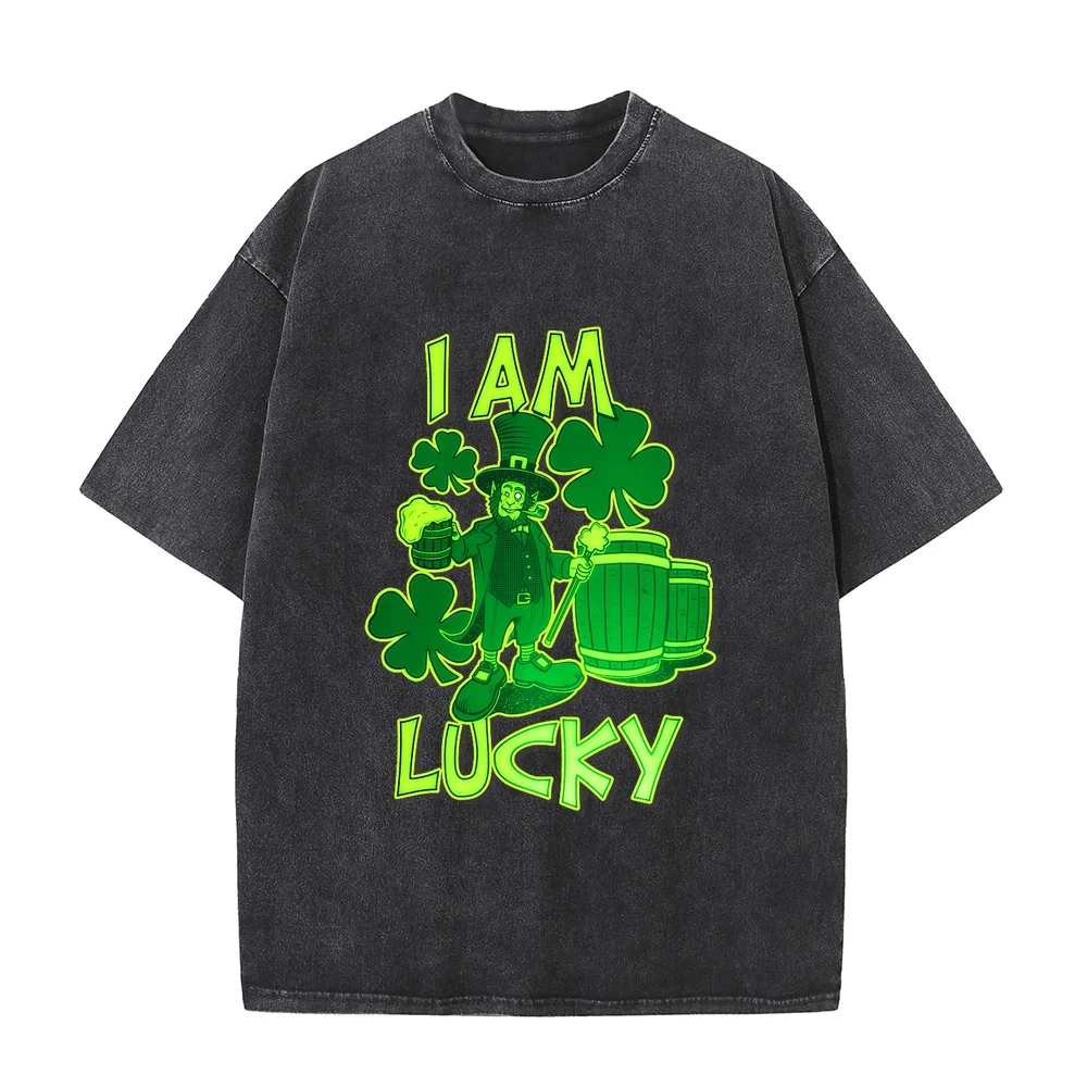 I Am Lucky Premium Tri-Blend T-Shirt Herren Natural Cotton Printed Unisex Men Humor Funny Quote Tee Graphic 한국인 Tシャツ Shirt