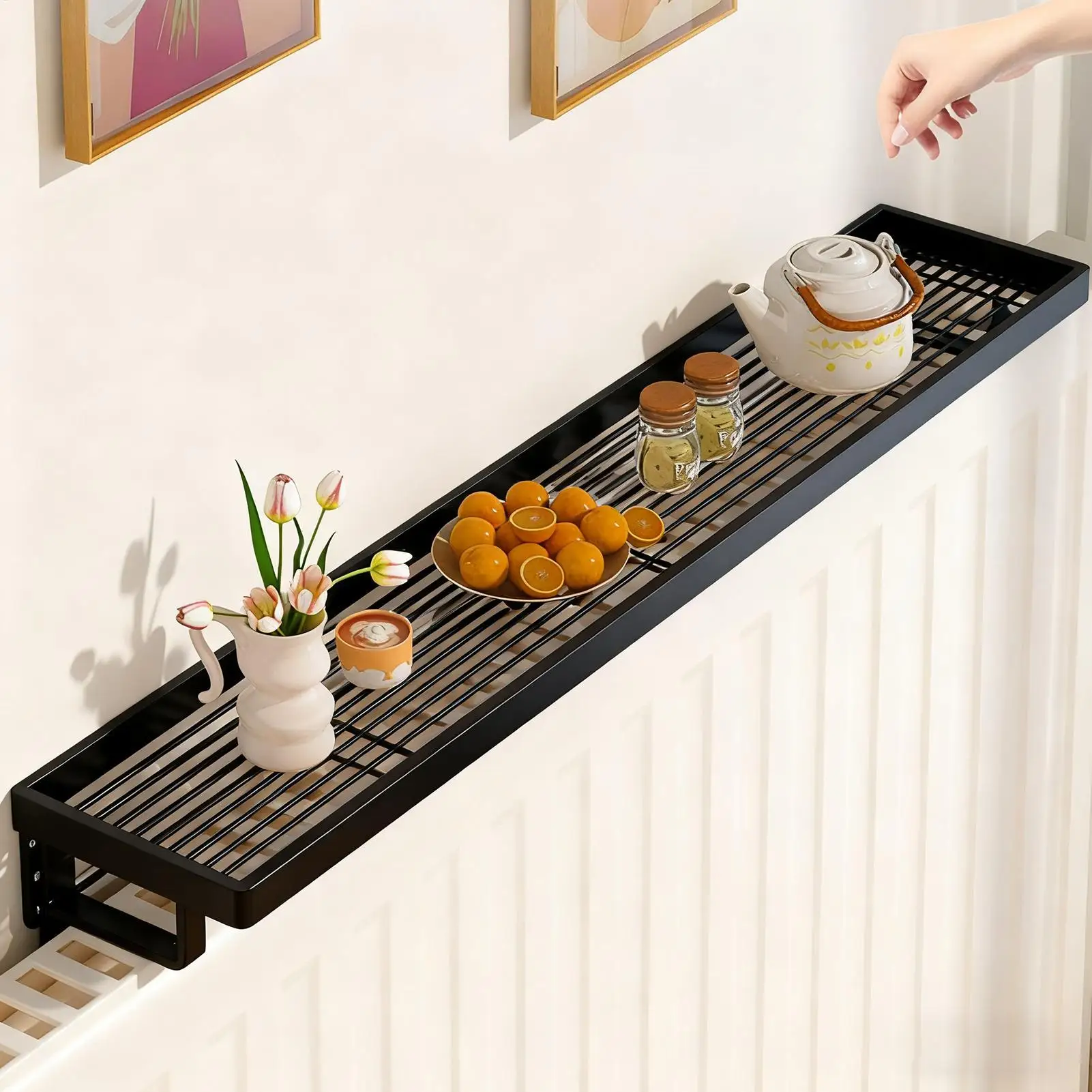 

Полка для крышки радиатора, железная полка для хранения без сверления, термостойкая верхняя крышка радиатора для отеля, общежития, квартиры, спальни, гостиной