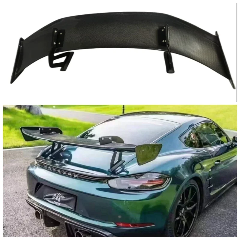 For Porsche Cayman 981 718 987 Boxster GT4 2016-2022+ Real Carbon Fiber & FPR Car Rear Trunk Lip Splitter Spoiler Wing