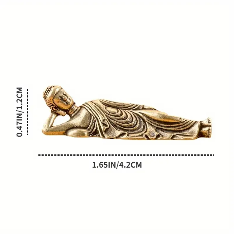 Vintage Messing schlafende Buddha Figur handgefertigt Sammlerstück Home Decor Ornament Behänge – Detail 1