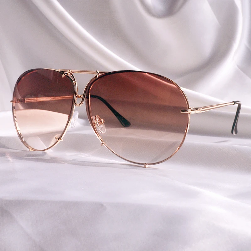 New Pilot Sunglasses Women Oversized Luxury Clear blue Sun Glasses For Female Cool Mirror Vintage Lady Gradient Shades UV400