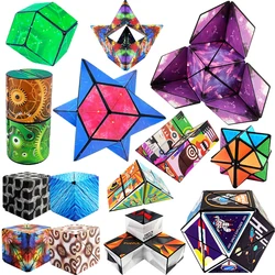 Brinquedo mágico da descompressão do cubo, Cubo geométrico 3D versátil, Brinquedo do enigma das crianças