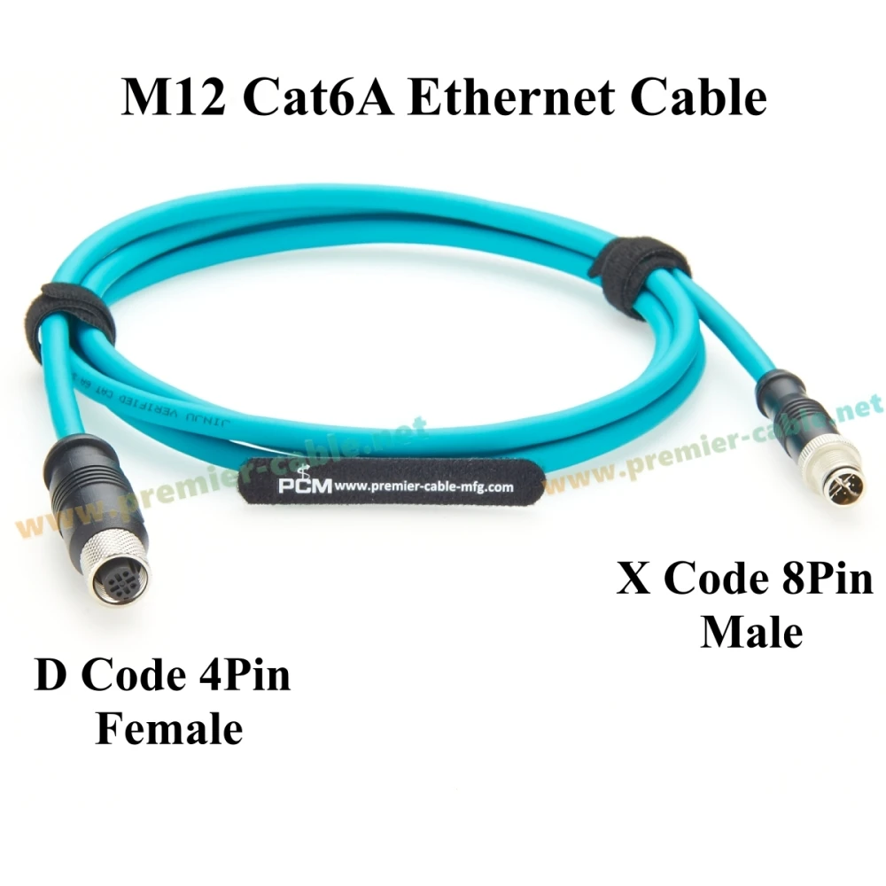 Profinet M12 X Code Male to D Code Female Ethernet Connection Cable Cat6A High-Flex Drag Chain Shield Compatible with IFM E80412