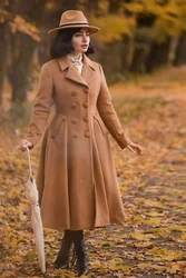 Designer Brown Women Suits Overcoat Long Woolen Thick Jacket Cashmere 1Pcs Custom Made Winter Coat Outfit Blazer Prom Dress