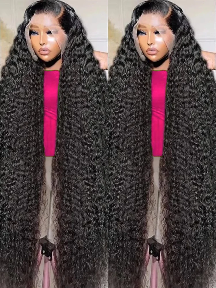 

Парик из натуральных волос 13x6 HD Lace Frontal, плотность 300%, с эффектом водной волны, кудрявый, 40-46 дюймов, глубокая волна, для женщин