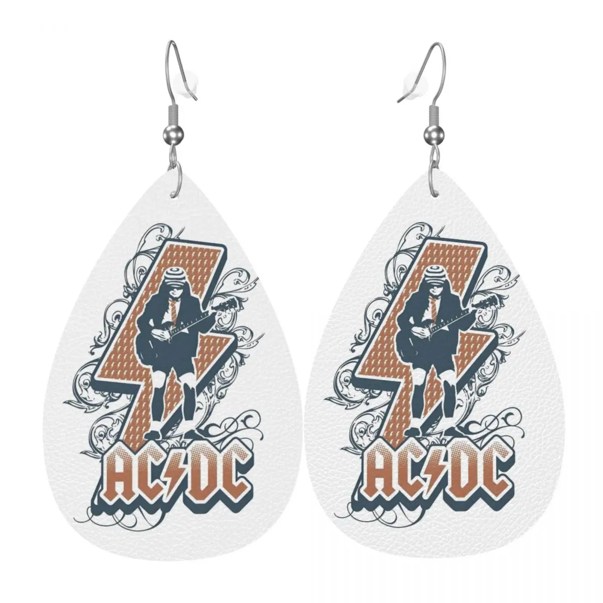 

Пользовательские металлические рок-группы AC DC висячие серьги кожаные серьги для женщин модные на День святого Валентина