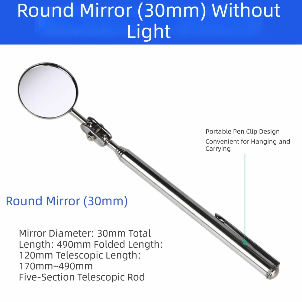 LED Light Telescopic Inspection Mirror High-Definition 360 Swivel Underbody Inspection Mirror Universal Durable