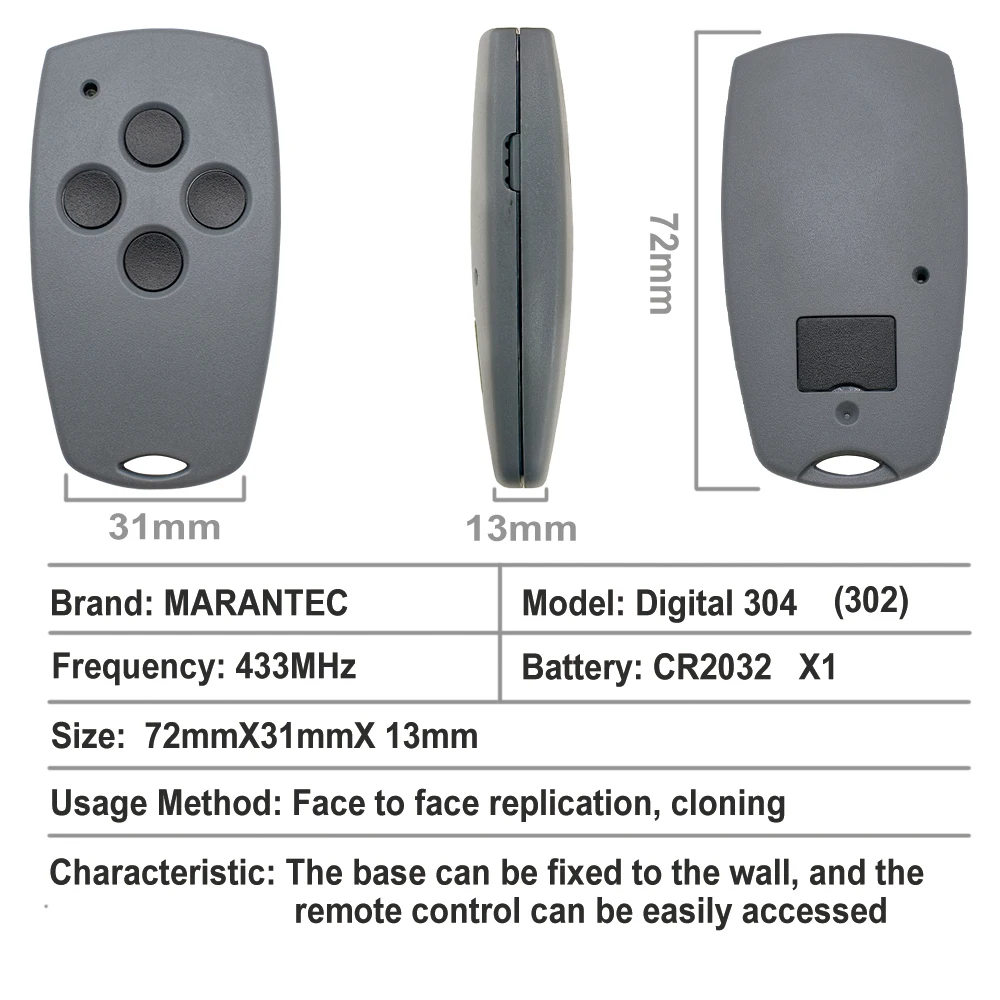 Marantec 868mhz 433mhz Ggarage Door Command Duplicator Marantec Digital D302 D304 382 384 Remote Garage Gate Control