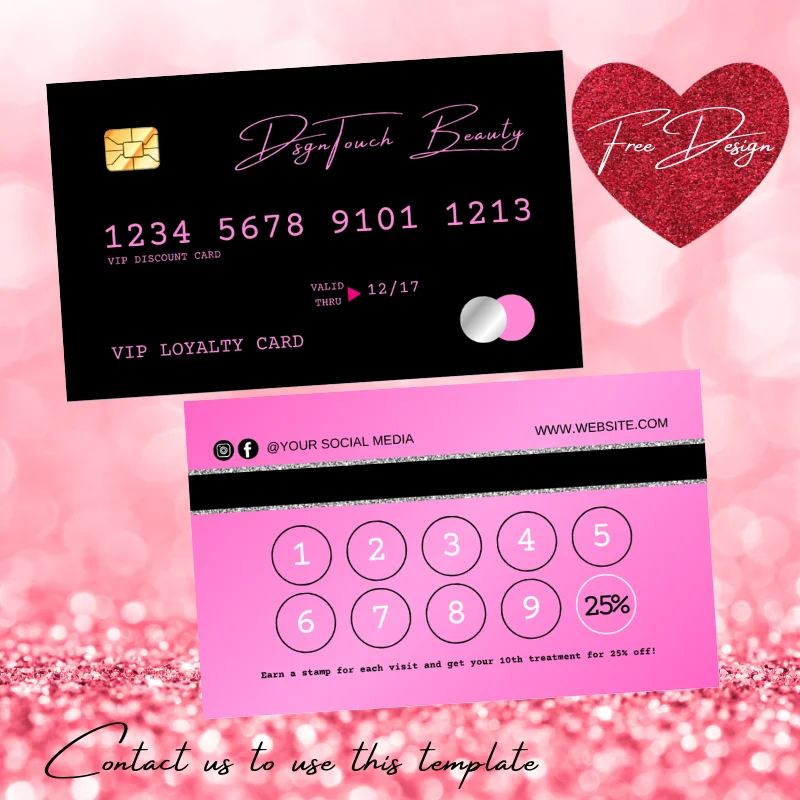 Dsgntouch 200pcs Beauty Loyalty Cards for Salon Business Rewards Credit Punch Card for Hair Stylist Lash Nail Tech Printable