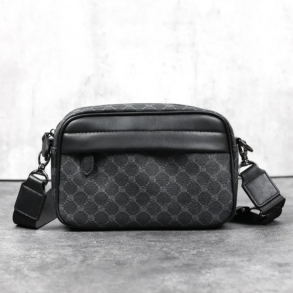 Modische karierte Herren-Umhängetasche, luxuriöse Leder-Schultertasche für Herren, Business-Umhängetaschen für Herren, Handtaschen, Satchels, Herren-Geldbörse – Detail 7
