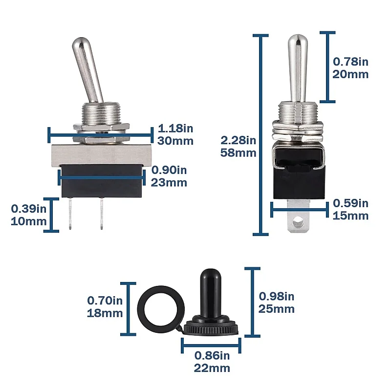 KN3D-101 مفتاح تبديل 12 فولت 2 دبوس مقاوم للماء على إيقاف 25 أمبير 12 فولت مع غطاء مقاوم للماء (عبوة من قطعتين) #2