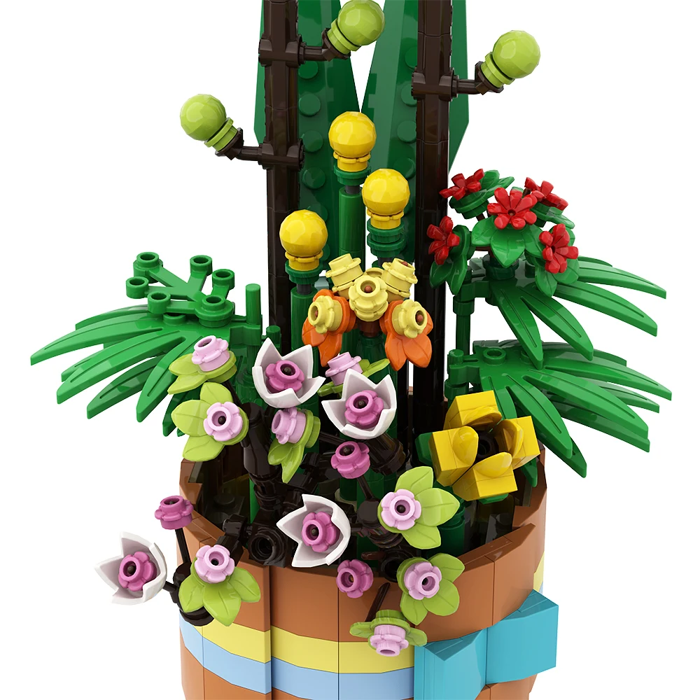 SETbricks Creative Flower Basket Plant Compatible 10280 Flower Bundle Decoration Small Particle Assembly Building Block puzzle t