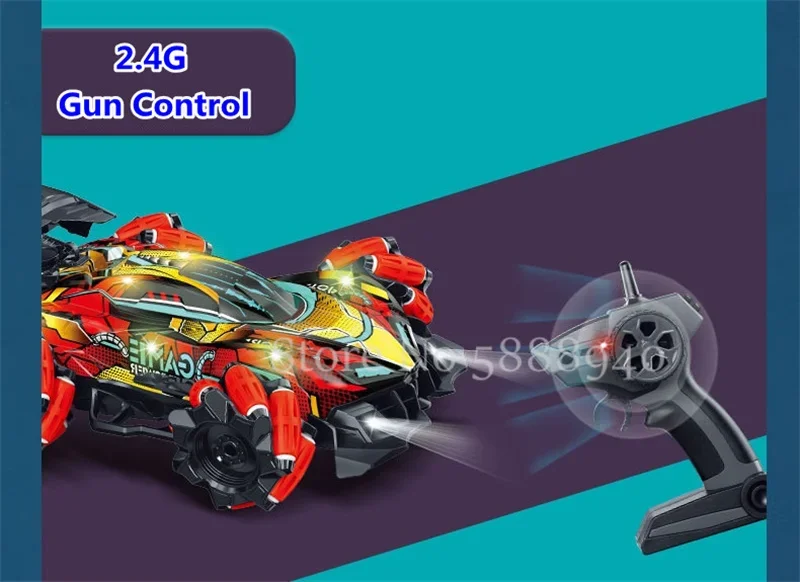 รถควบคุมไร้สายด้วยการตรวจจับท่าทางอัจฉริยะ 2.4GHz 360 °   รถบังคับวิทยุความเร็วสูง พร้อมไฟ LED แสดงการหมุน ดริฟท์ โชว์ท่าผาดโผน พร้อมเสียงเพลง และพ่นละอองน้ำ