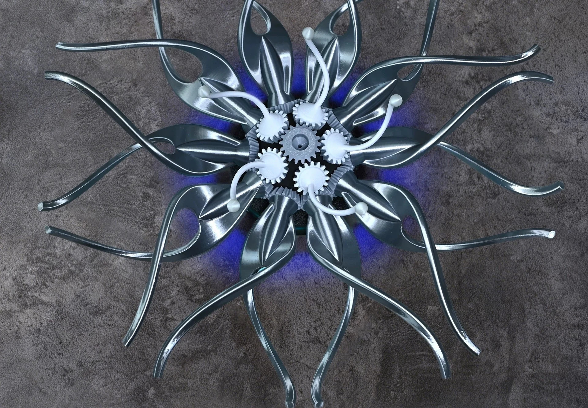 RGB Light Strip Wall-mounted Mechanical Preserved Flowers with Modern Aesthetic Visual Art for Saatchi Gallery
