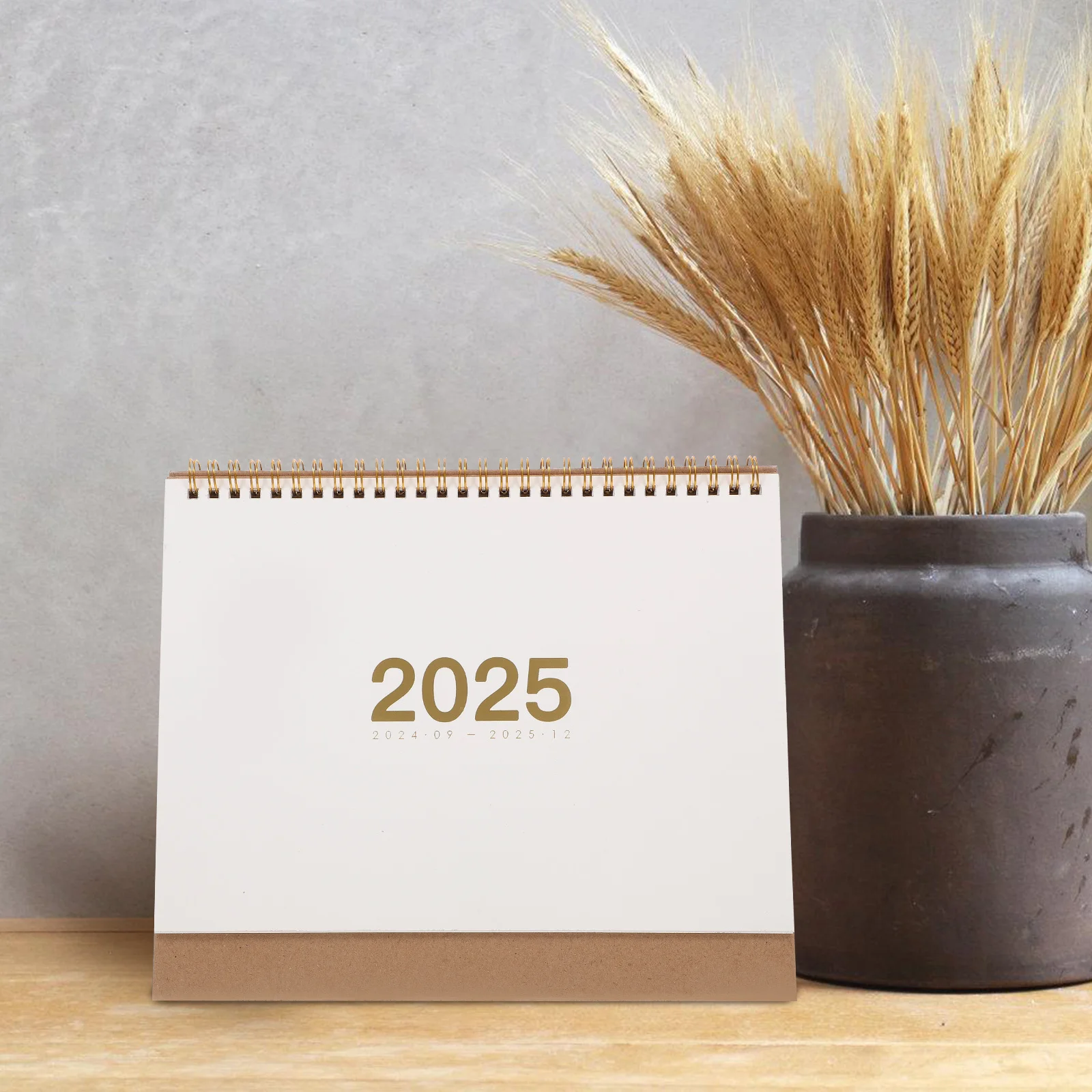 

2025 Chinese Minimalist Standing Desk Calendar Spiral Bound Compact Design Monthly Flip Desktop Calendar for Office Home