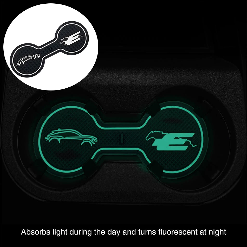 Non-Slip Car Cup Coaster Slot Pad for Ford Mustang Mach-e 2021-2023 Anti-Slip Mat Pocket Mat Interior Cup Holder Pad Styling