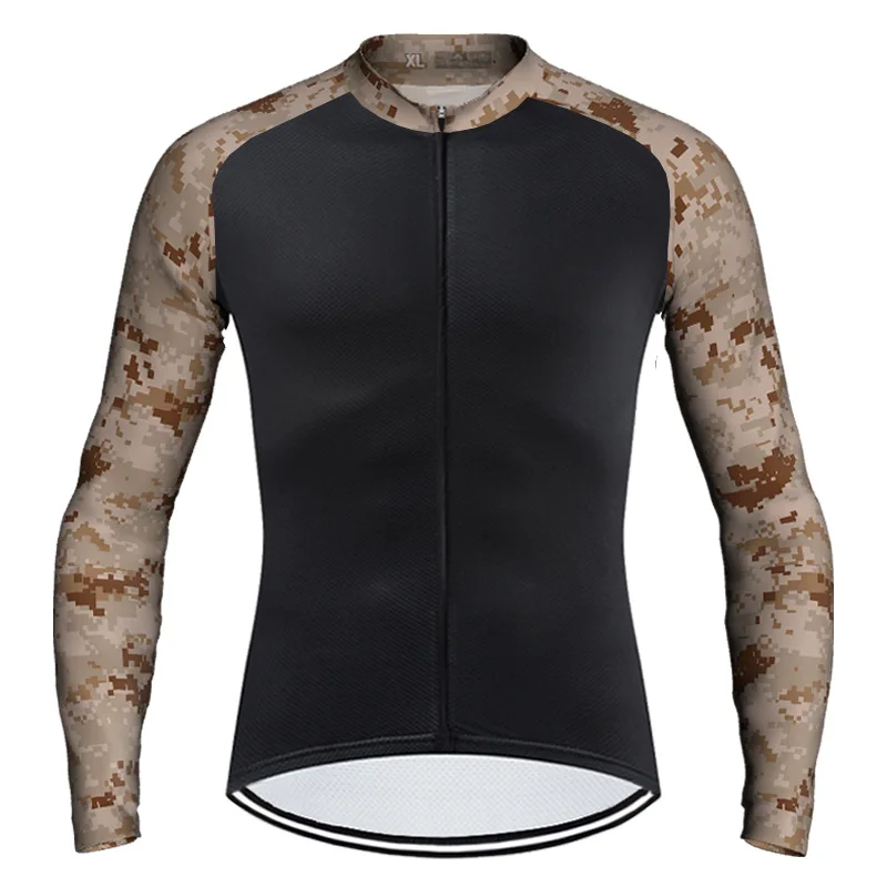 

Long Sleeve Shirt Road Cycling Wear Men Camouflage Bicycle Top Bike Sweater Motocross Jacket Hiking Jersey Clothes Gel Fitness