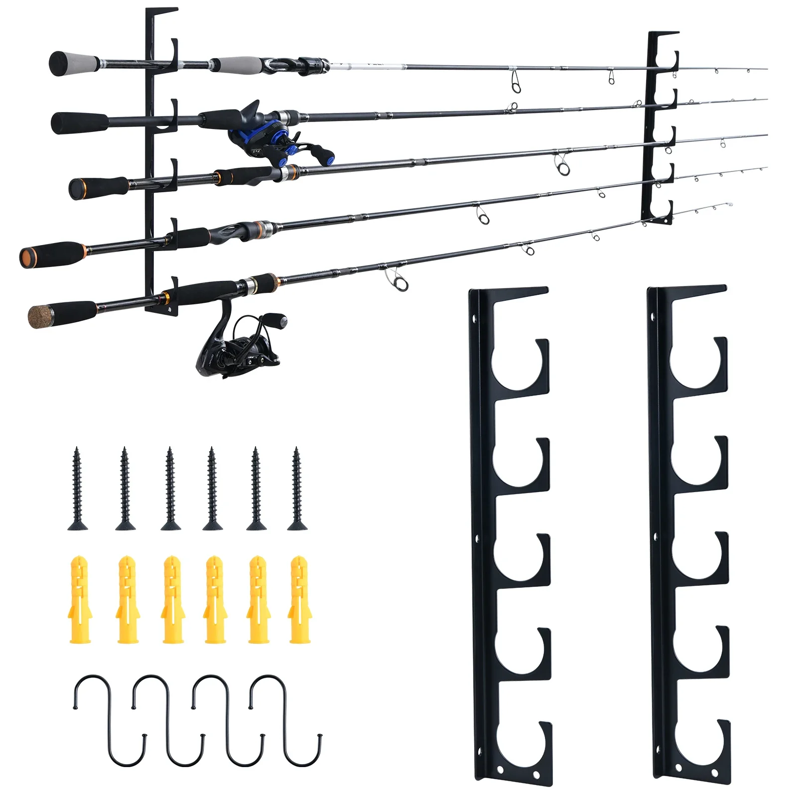 

Goture 5 Holes Metal Fishing Rod Storage Rack Durable Fishing Pole Holder Rod Stand Wall Mount Modular For Fishing Accessories