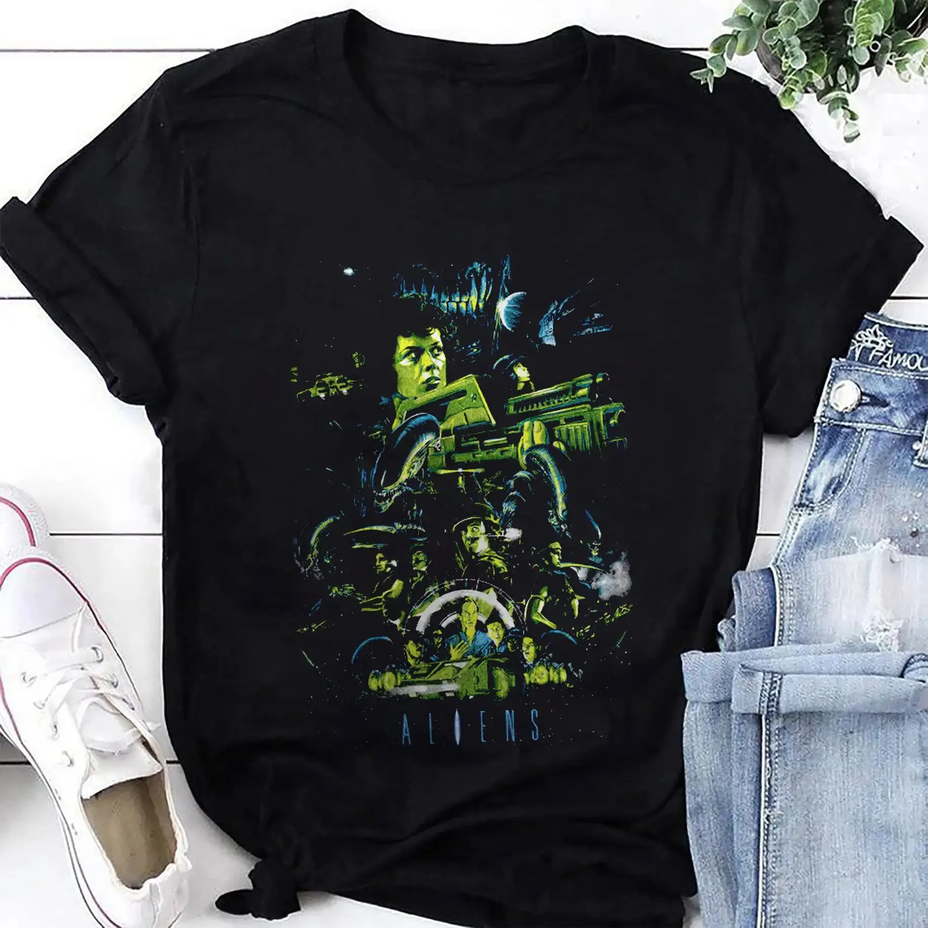 Aliens Horror Movie T Shirt Fan s Vintage Xenomorph Film