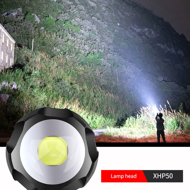 MINI XHP50 LED Flashlight Use 14500 Battery Support Zoom 5 Lighting Modes Waterproof Torch Suitable for adventure camping etc.