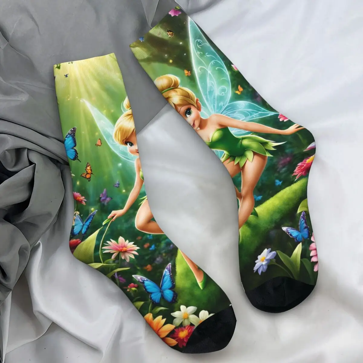 Tinker Bell Socks Funny Stockings Couple Quality Skateboard Socks Winter Graphic Anti Bacterial Socks