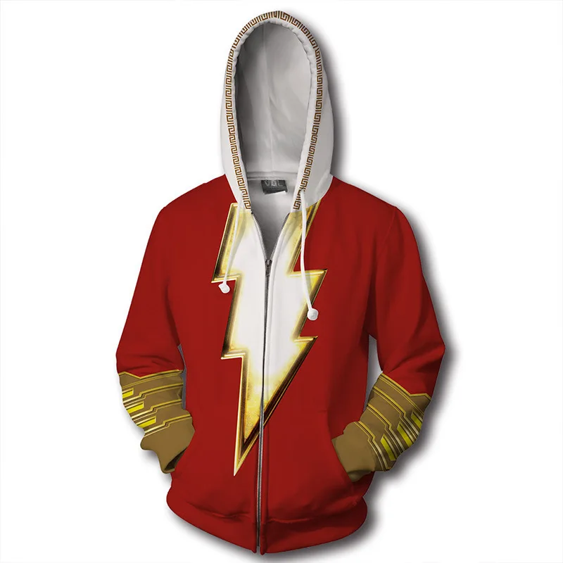 Movie Shazam Hoodies Black Adam Sweatshirt Cosplay Hooded Deathstroke 3D Printing Jacket Zipper Clothes Unisexy Hoody Coat Gifts