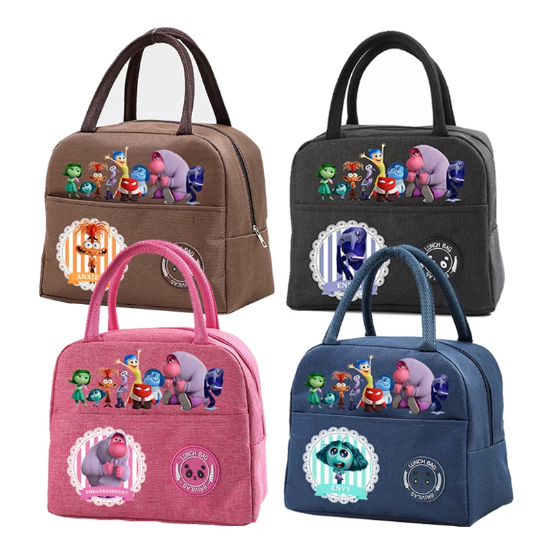 Disney Inside Out 2 Kids Anime Lunch Tote Children Cartoon Food Insulation Bag Boy Girl Creative Cute Picnic Bags Handbags Gifts