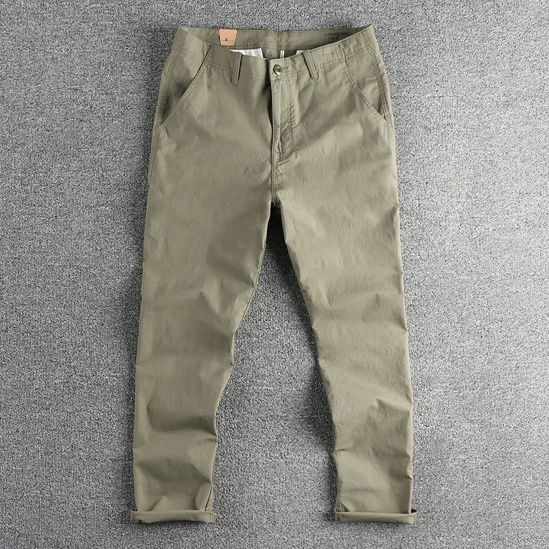 

Summer New American Retro Plaid Quick-drying Fabric Casual Pants Fashion Simple Washed Loose Straight Leg Casual Trousers