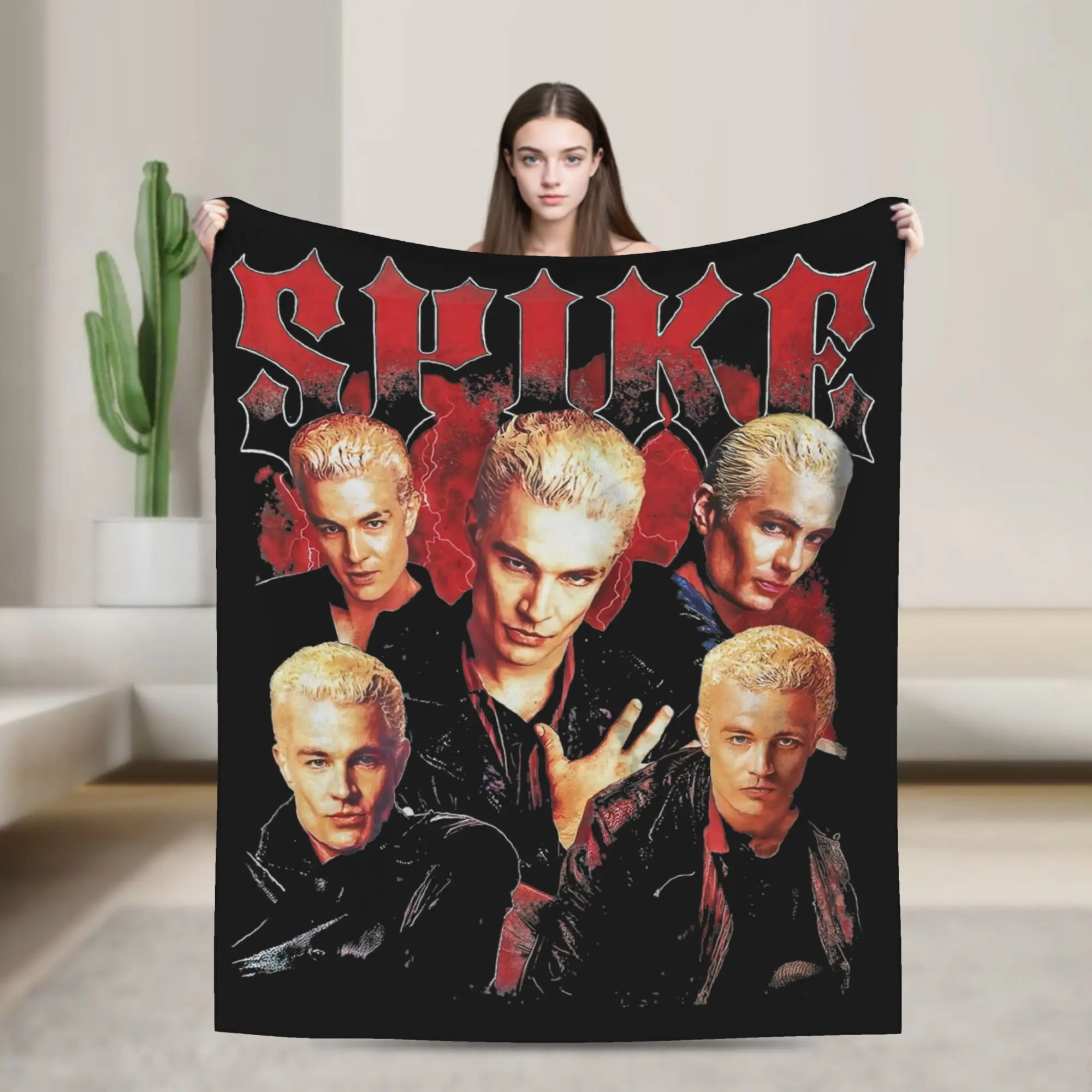 Buffys The Vampires Slayers Spike Blankets Flannel Multi-function Lightweight Throw Blankets for Bed Car Plush Thin Quilt
