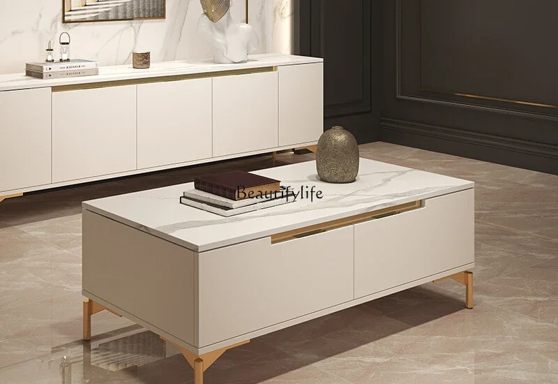 

Light luxury modern rock slab coffee table Italian simple coffee table household