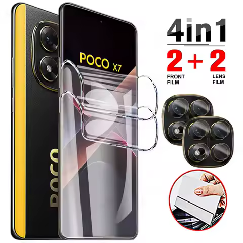 4in1 Hydrogel Film For POCO X7 X6 X5 X4 Pro X3 NFC Not Glass Film For POCO F8 F7 F6 F5 M6 Pro C75 Full Cover Screen Protector