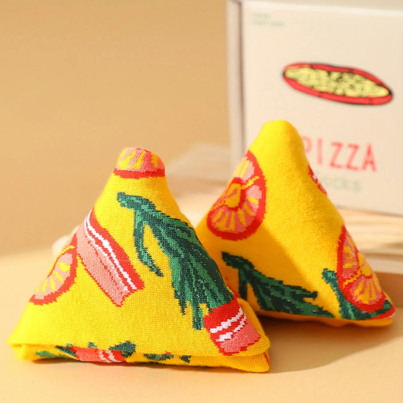 A pair of pizza new strange gift socks are comfortable and breathable suitable for Christmas Valentine\'s Day gifts on Halloween