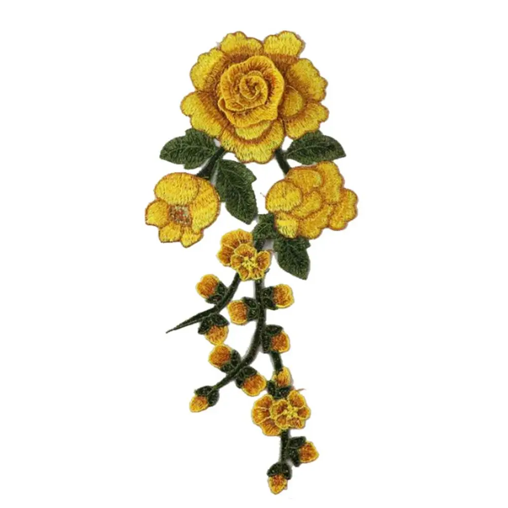 Clothes Badges Embroidered Patches Floral Clothes Sticker Iron On Patch Long String Flowers Embroidery Patches