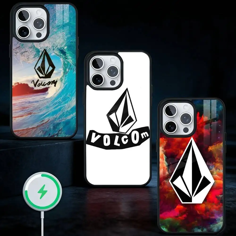 

V-Volcom Logo Phone Case For iPhone17,16,15,14,13 Plus,Pro Max Magnetic For Magsafe Wireless Charging