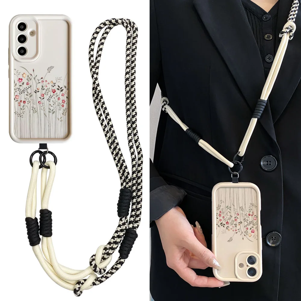 2025 NewFloral Crossbody الحبل حقيبة لهاتف سامسونج A56 55 36 26 16 06 15 35 25 54 34 24 73 53 21 71 51 31 72 52 32 14 13 12 17 07