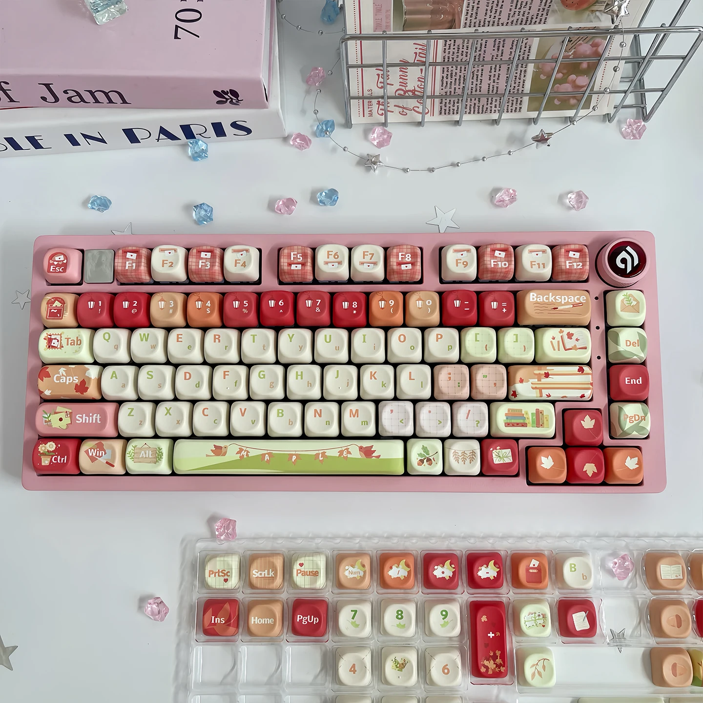 130 Keys Maple Forest Themed MOA Profle Keycaps Five Side Dye Sublimation PBT Keycaps for Cherry MX Switches Mechanical Keyboard