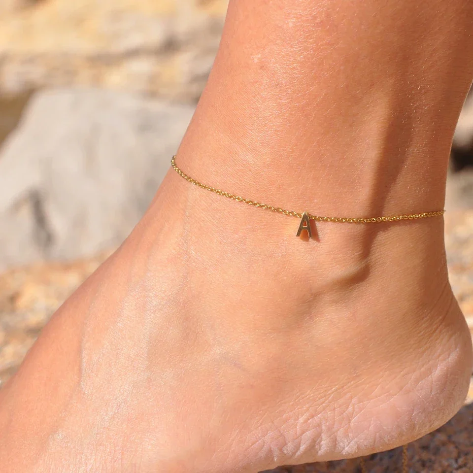 النساء الأحرف الأولى DIY خلخال الفولاذ المقاوم للصدأ اسم المجوهرات تخصيص خلخال الأبجدية الإنجليزية هدية عيد ميلاد للرجال والنساء