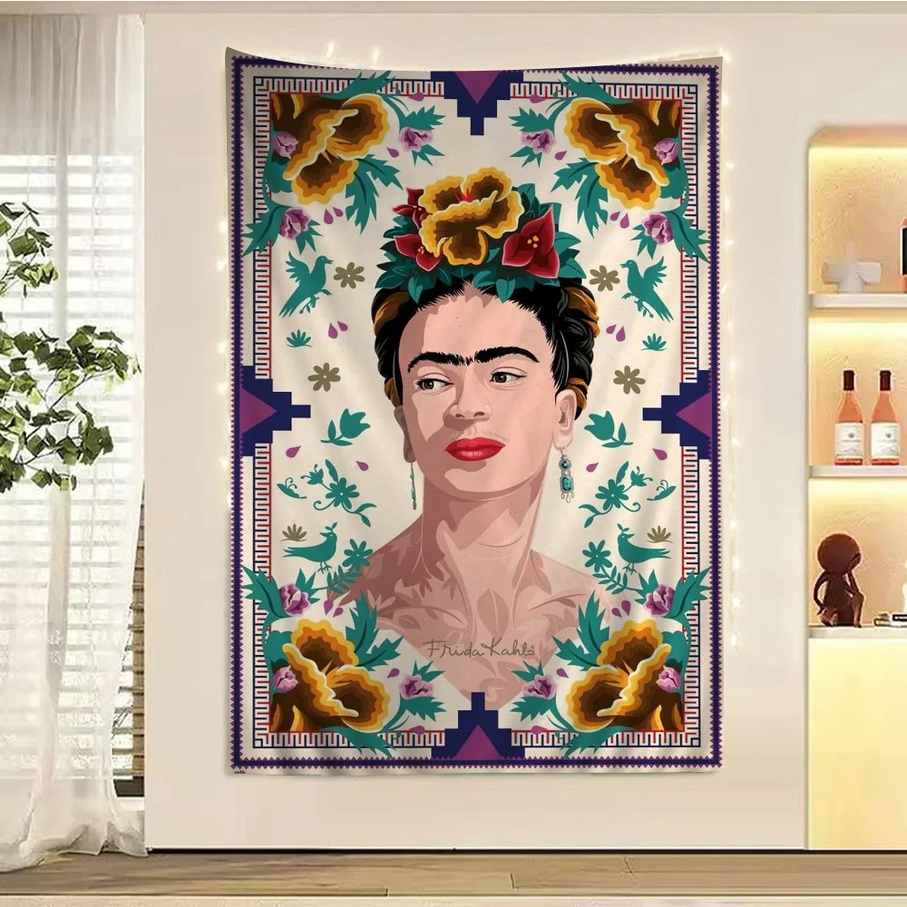 F-Frida K-Kahlo Anime Tapestry Hanging Tarot Hippie Wall Rugs Dorm Home Decor