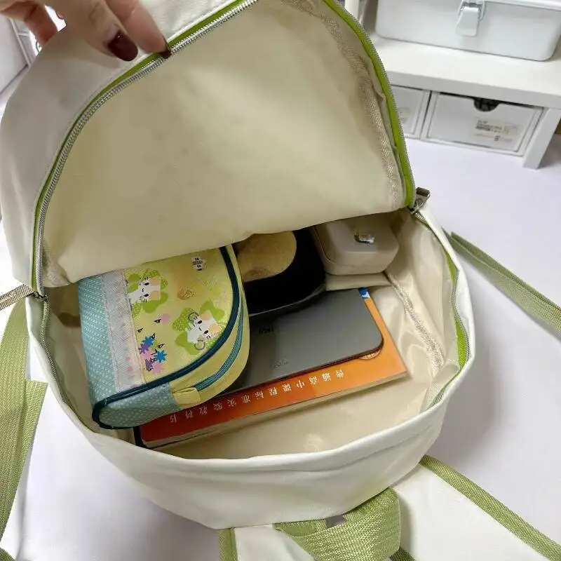 Patchwork Contrast Color Chic Dot Letter Print Backpack Y2k Aesthetic Kawaii Sweet Schoolbag Casual Fashion All Match Backpacks