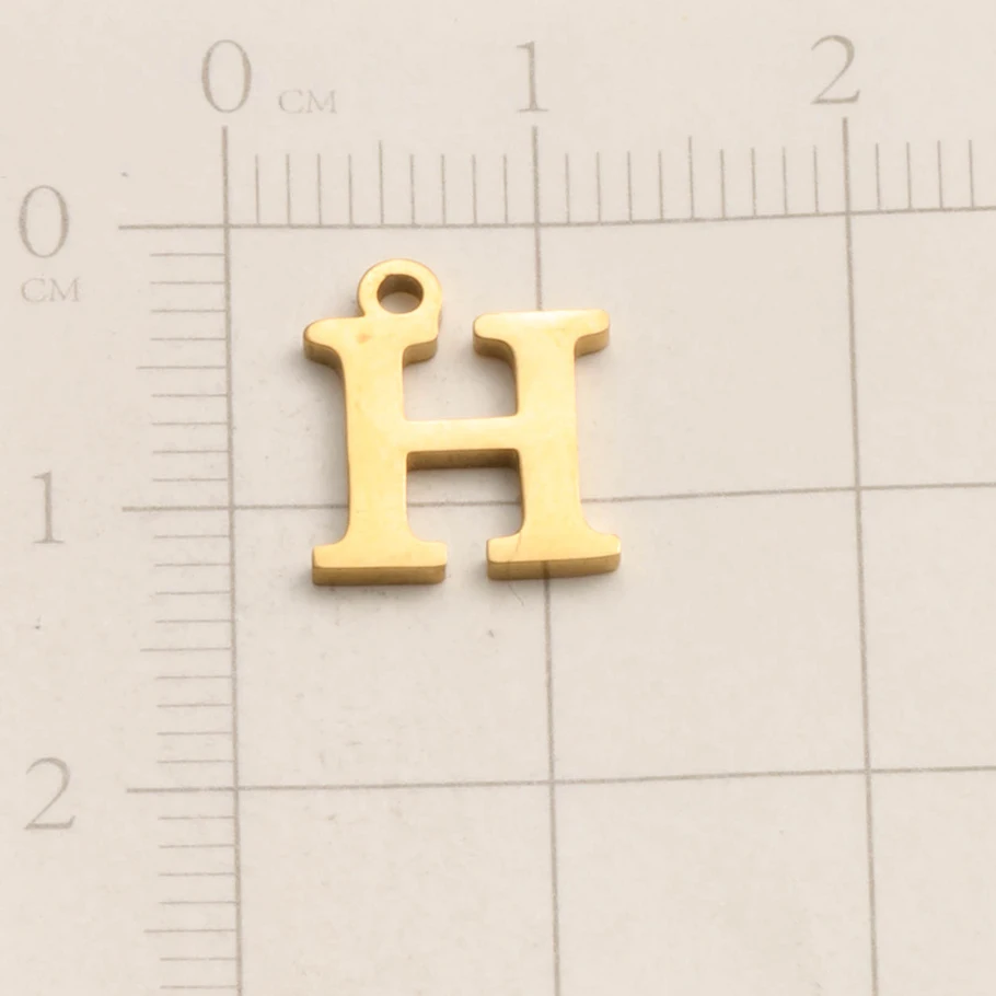 Echt vergoldeter Anhänger mit englischen Buchstaben, kleine A-Z Initialen-Charms für Schmuckherstellung, DIY-Namensanhänger aus Edelstahl, Geschenk. – Detail 10
