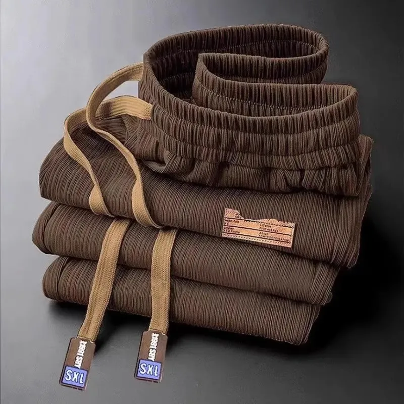 

American High Street Trendy Brand Ice Silk Thin Men's Loose Casual Dstring Drape Straight Leg Pants Summer Leisure Trousers