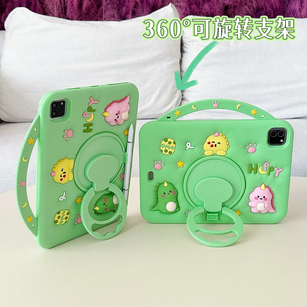 حافظة على شكل ديناصور لجهاز iPad A16 11th 2025 Air 11 10th 10.9 Air 4 5 Pro 11 2024 غطاء أطفال iPad 10.2 9 7 8th Mini 1 2 3 6 7