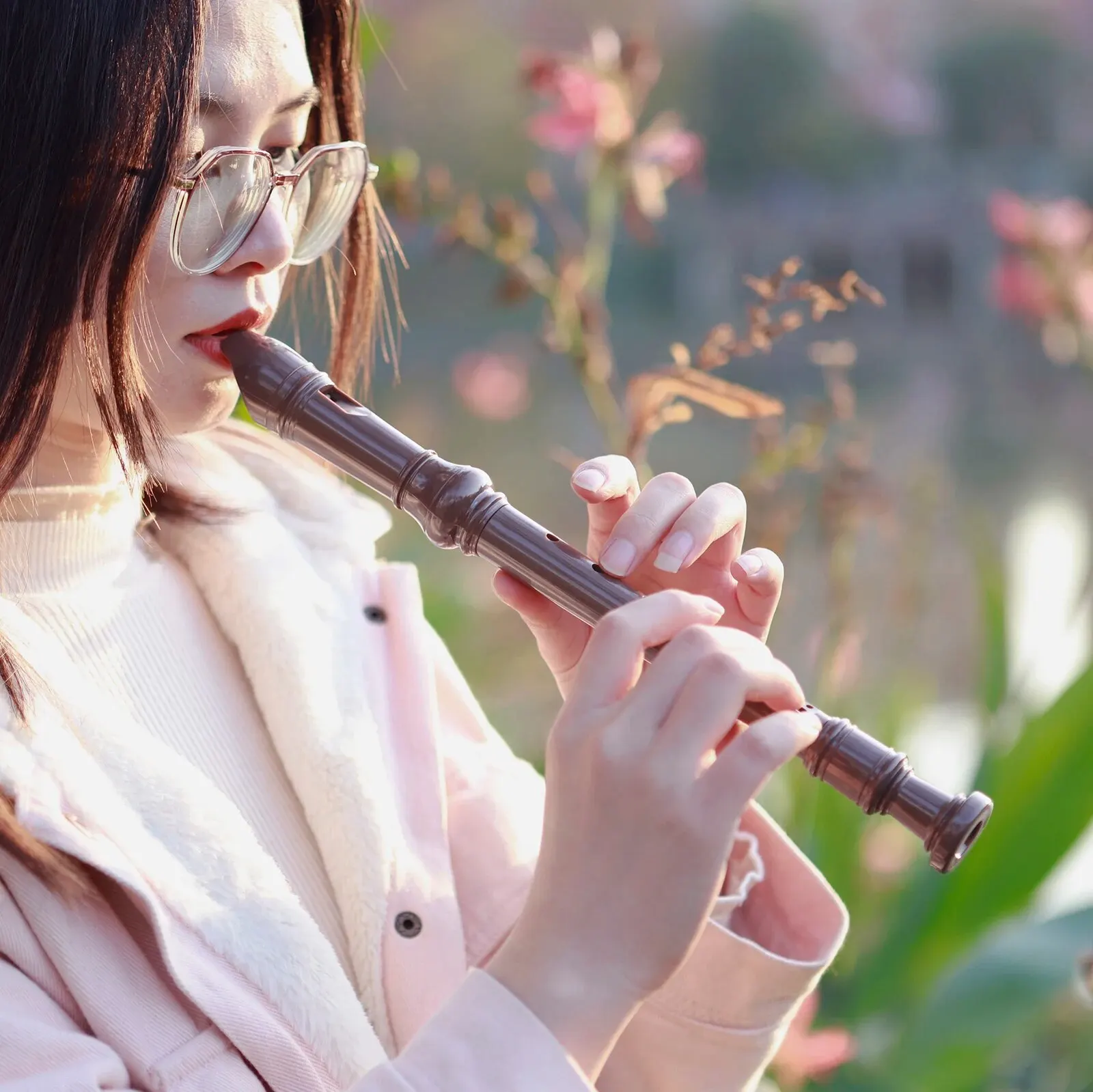 8 Hole Clarinet Long Flute J32 ABS Vertical Flute Musical Instrument Music Education with Cleaning Stick for Children Beginner