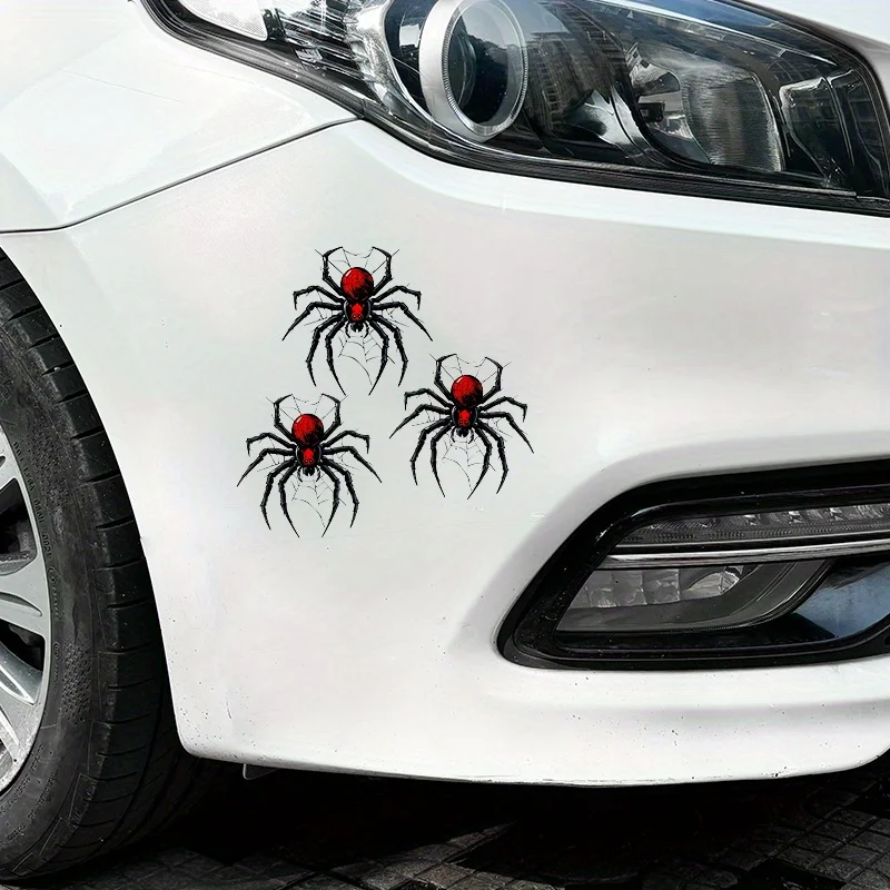 

3 шт. черно-красные темные стильные водонепроницаемые наклейки в виде паука для автомобиля, ноутбука, телефона, декор на Хэллоуин