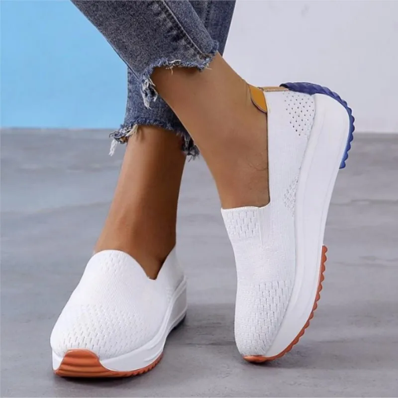 Zapatos de red para mujer, mocasines de punto volador, conjunto de boca baja para pies, zapatos deportivos casuales, zapatos planos individuales, M1182, nuevo