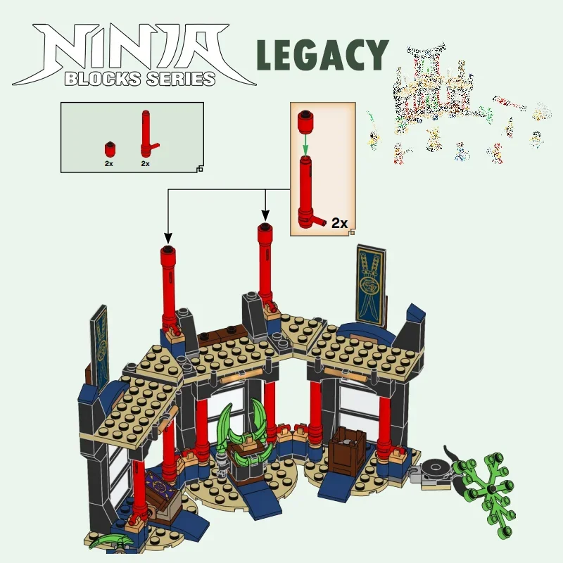 แว่นสายตาสีทองสำหรับเด็ก Ninja 4 Series328pcs toumament ขององค์ประกอบบล็อกตัวต่ออิฐลอยด์ eyezor 7รูปสำหรับเด็กของขวัญทางเทคนิคคริสต์มาส