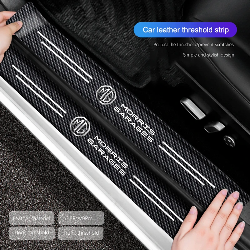 1/4/5Pcs Carbon Fiber Sticker Car Threshold Protective Film For Morris Garages MG MG3 MG5 MG6 MG7 GT GS Hector HS ZS ZX EZS EHS