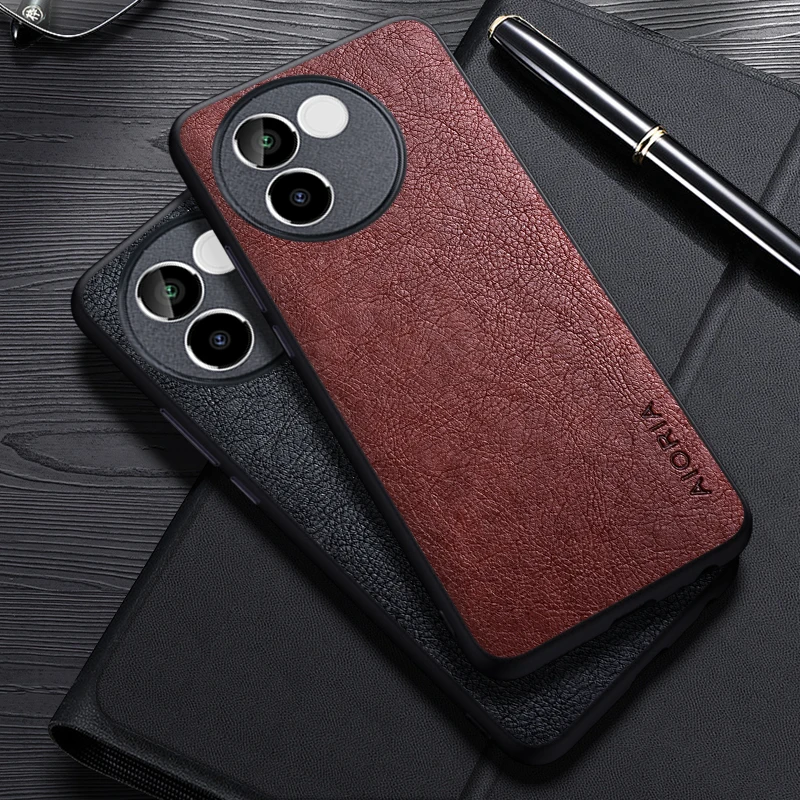 حافظة جلدية فاخرة لفيفو v30e ، تصميم بسيط ، أسلوب عمل